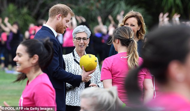On their 2018 Melbourne visit, sporty Harry learned the basics of Australian Rules Football