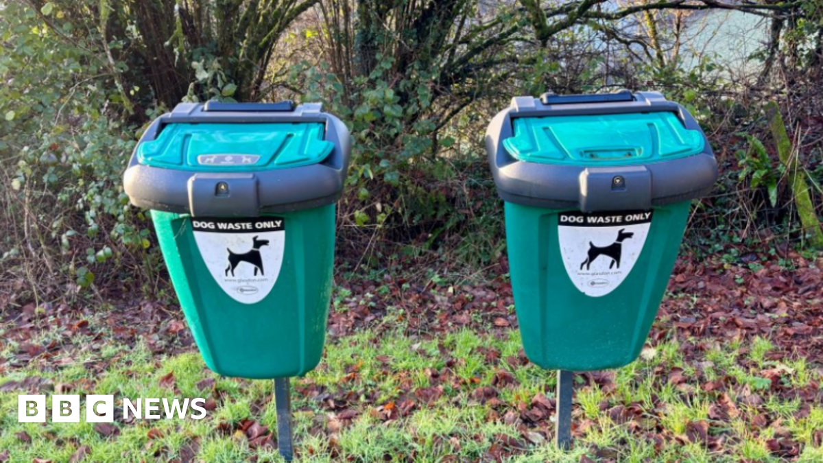 Two dog bins side by side