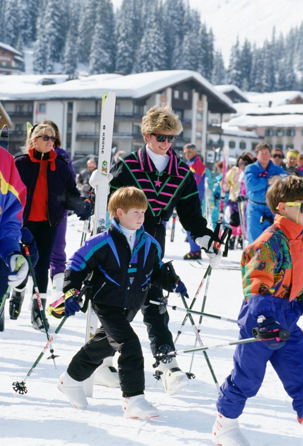 lech, austria march 27 princess diana on a skiing holiday with prince harry in lech, austria photo by tim graham photo library via getty images