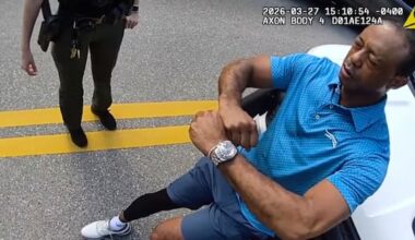 Bodycam video shows stunned Tiger Woods being handcuffed after crash