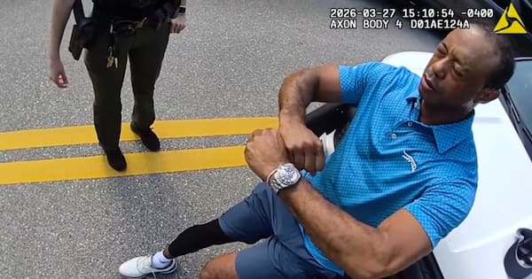 Bodycam video shows stunned Tiger Woods being handcuffed after crash
