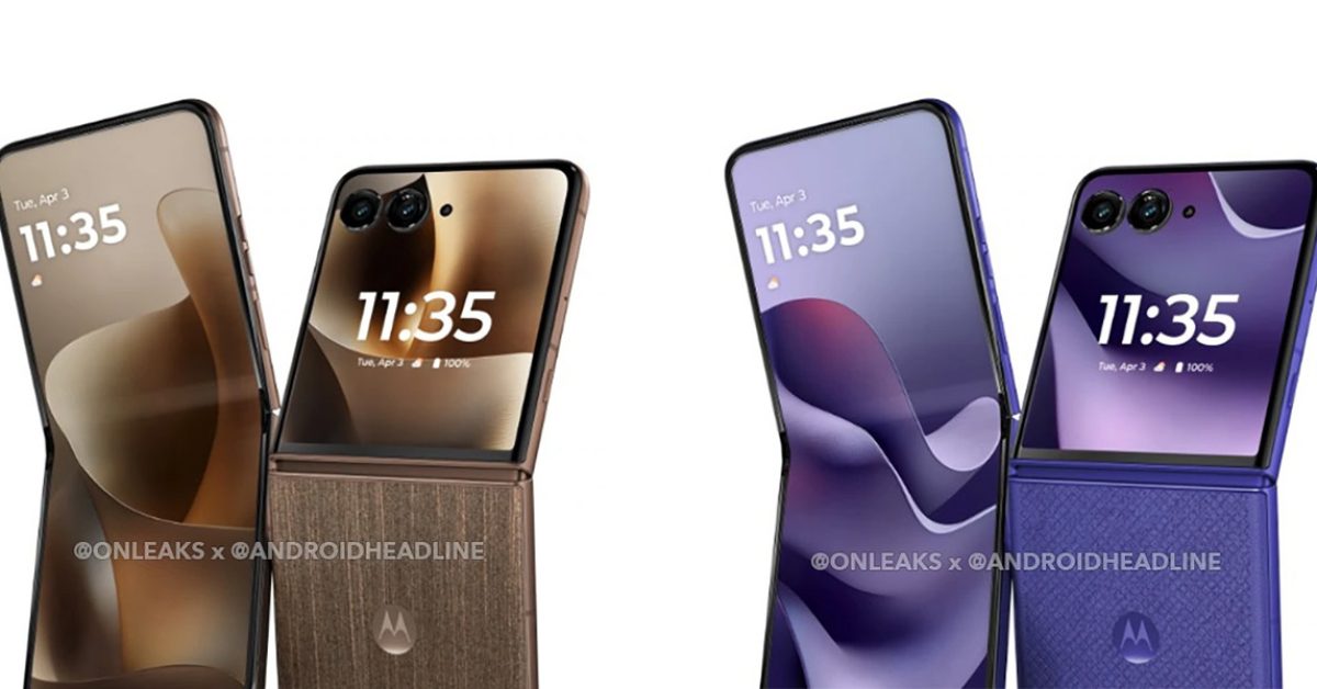 New Motorola Razr Ultra leaks in wood-grain and purple-blue colors