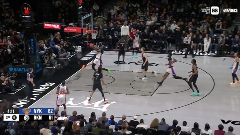 A screenshot view of the Knicks vs. Nets game on...