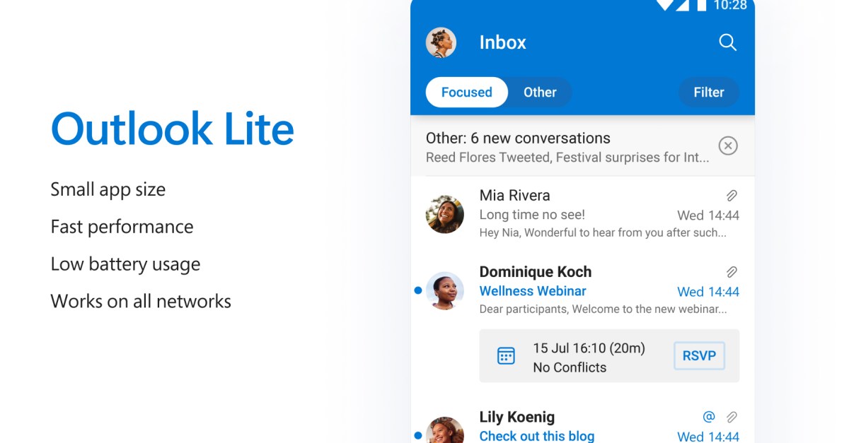 Microsoft’s Outlook Lite app is shutting down next month.