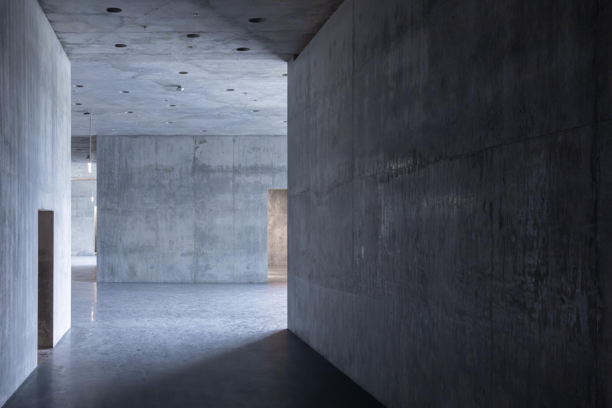 A concrete museum gallery.