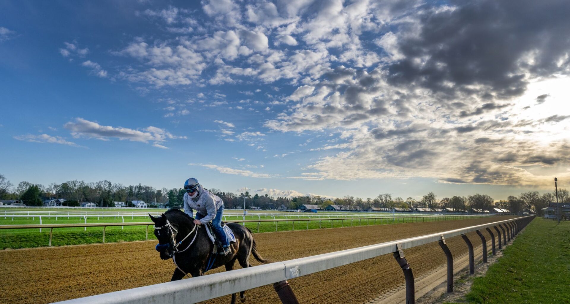 And they're off — at Saratoga's Oklahoma Training Track