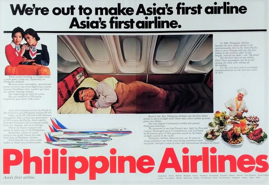 Philippine Airlines advertisment for 747 with upper deck sleeping berths