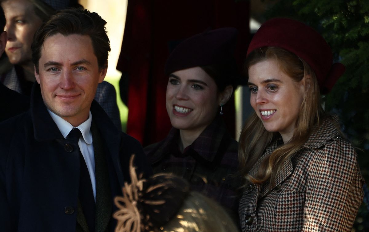 Princesses Beatrice and Eugenie and Beatrice's husband Edo with the Royal Family at Sandringham on Christmas Day 