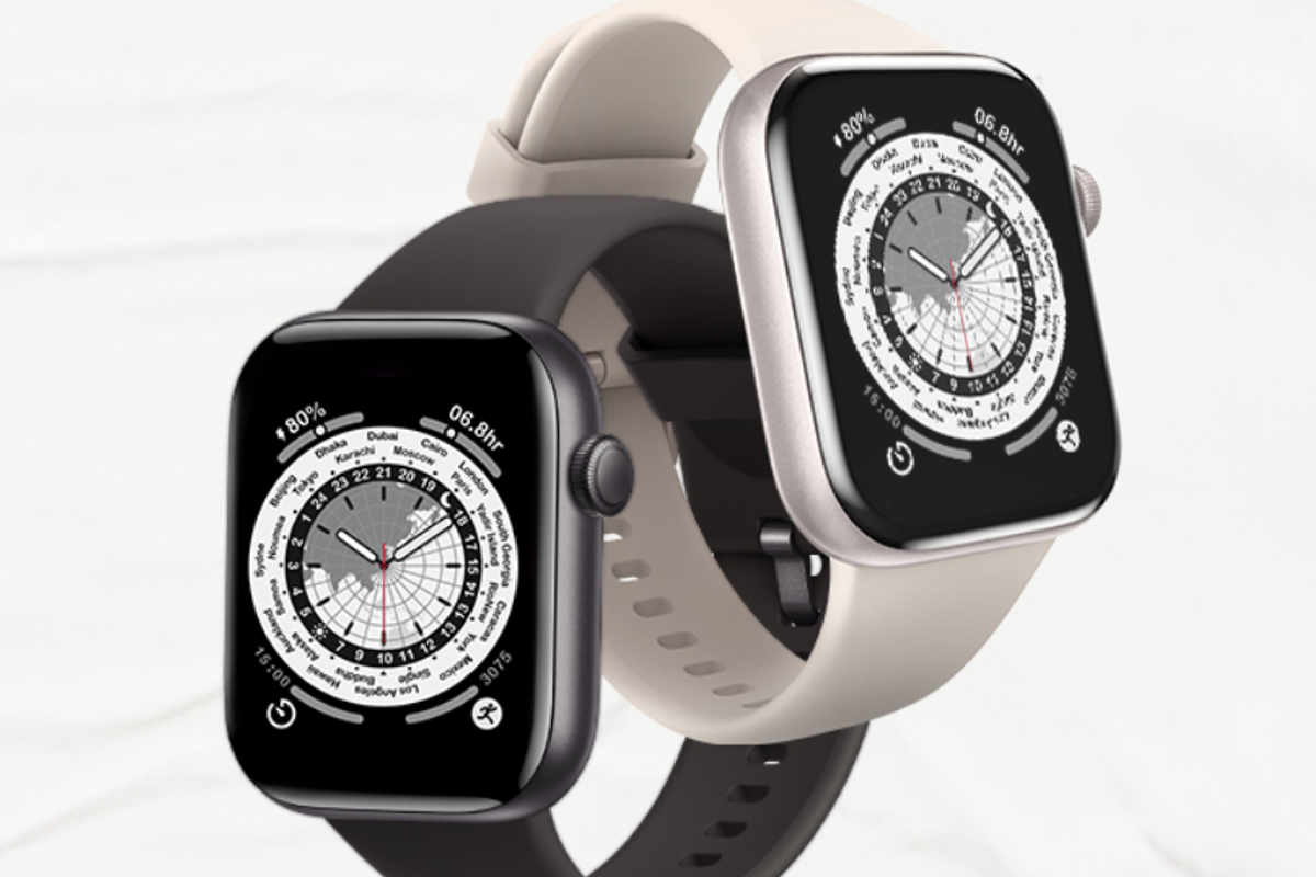 Two smartwatches, one in black and one in white 