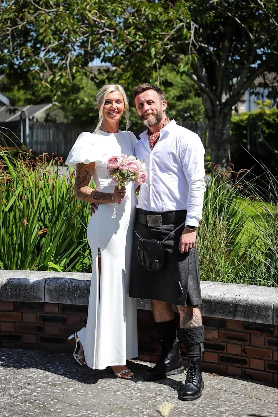 Gordy and his wife Sarah on their wedding day