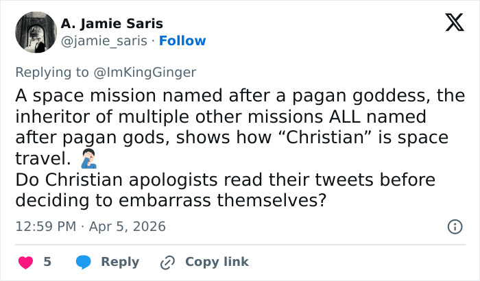 Man Claims Space Travel Is “Distinctly Christian” After Artemis II Broadcast—The Comments Did Not Disappoint