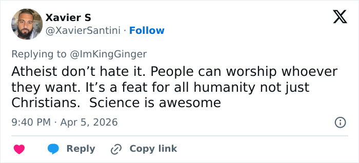 Man Claims Space Travel Is “Distinctly Christian” After Artemis II Broadcast—The Comments Did Not Disappoint