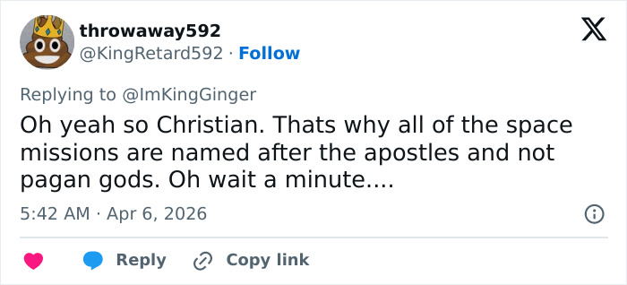 Man Claims Space Travel Is “Distinctly Christian” After Artemis II Broadcast—The Comments Did Not Disappoint