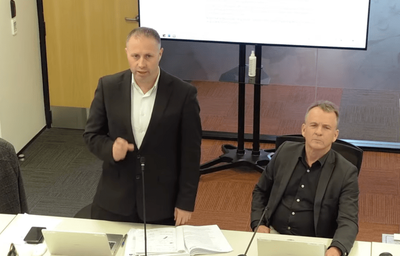 Linwood councillor Yani Johanson speaks during a debate on the Christchurch wastewater treatment plant. Screenshot: Christchurch City Council livestream
