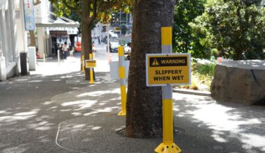 Auckland CBD street upgrade slammed over bright yellow warning signs