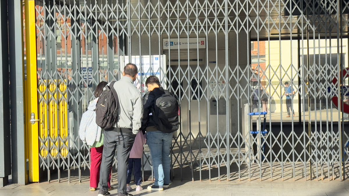 Closed gates at one of the entrances for the King's Cross St Pancras Underground station as members of the Rail, Maritime and Transport (RMT) union including drivers, signallers and maintenance workers launched a series of strikes over pay and conditions. Picture date: Monday September 8, 2025