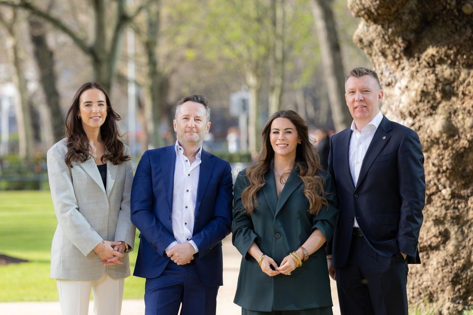 2-4-26Pictured at the announcement of the EY Entrepreneur of the Year 2026 Finalists, from left: Eimear McCrann, Director EY Entrepreneur Of The Year & EY Private; Bobby Healy, Manna Air Delivery; Jennifer Rock, Skingredients Ltd; and Roger Wallace, Head of Assurance & EY Entrepreneur of The Year Ireland. Pic:Naoise Culhane-no fee