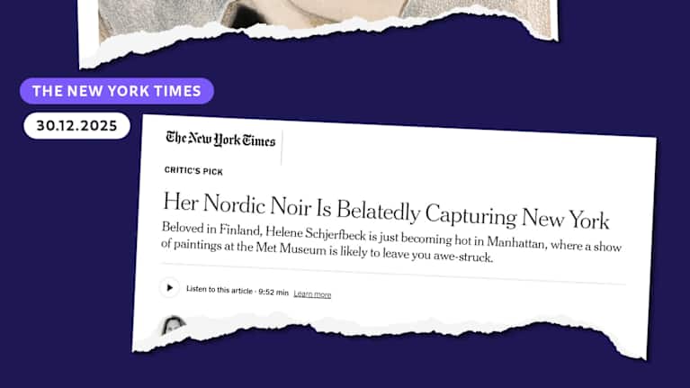 A composite of three US newspaper clippings about Helene Schjerfbeck.