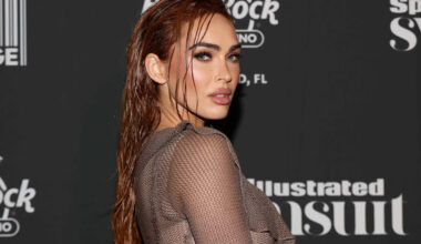 Megan Fox Acts as a Professor in a Plunging Black Leather Jacket With Tiny Glasses