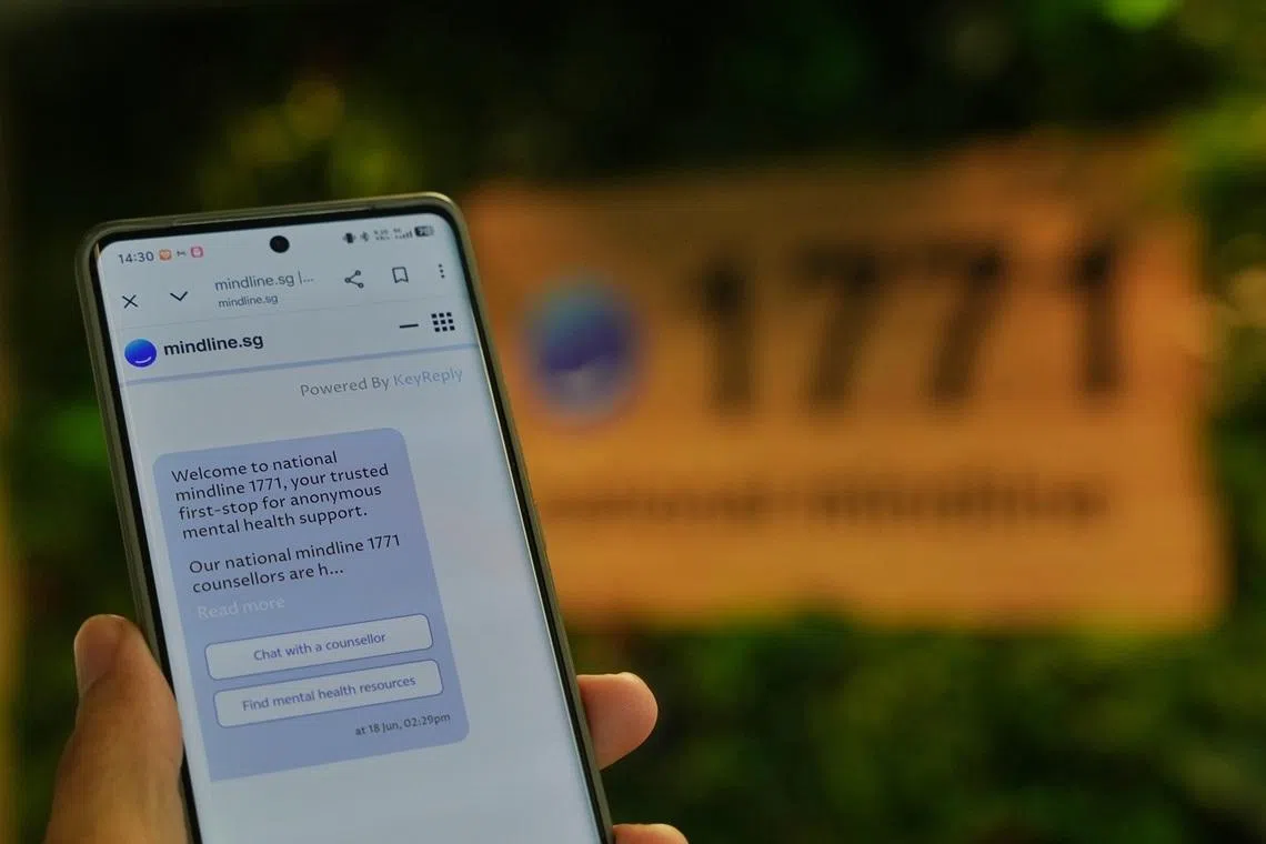 mental health support text message national mindline 1771 singapore
