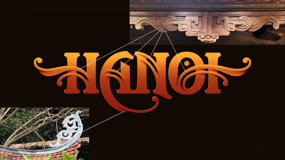 Hanoi lettering. Inspired by interior and architectural details from around the city of Hanoi.