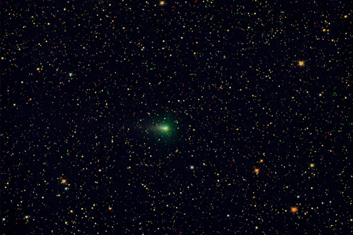 A red-green-blue image of 3I/ATLAS taken by the ESA Juice spacecraft's science camera, JANUS, from more than 180 million km away. Credit: ESA/Juice/JANUS, Livio Agostini