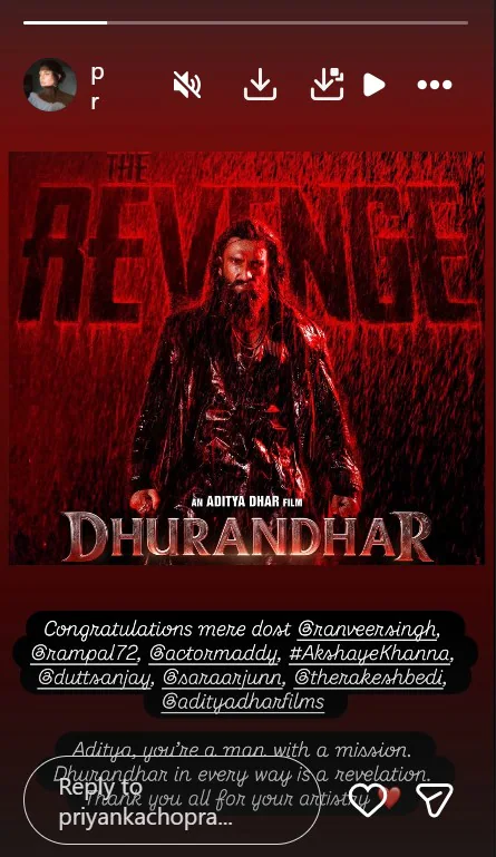 Screenshot of Priyanka Chopras Dhurandhar 2 review. Screenshot of Priyanka Chopras Dhurandhar 2 review.