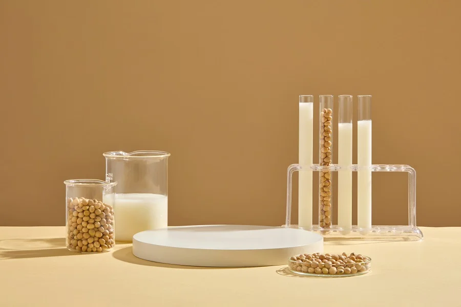 Soy milk in test tubes