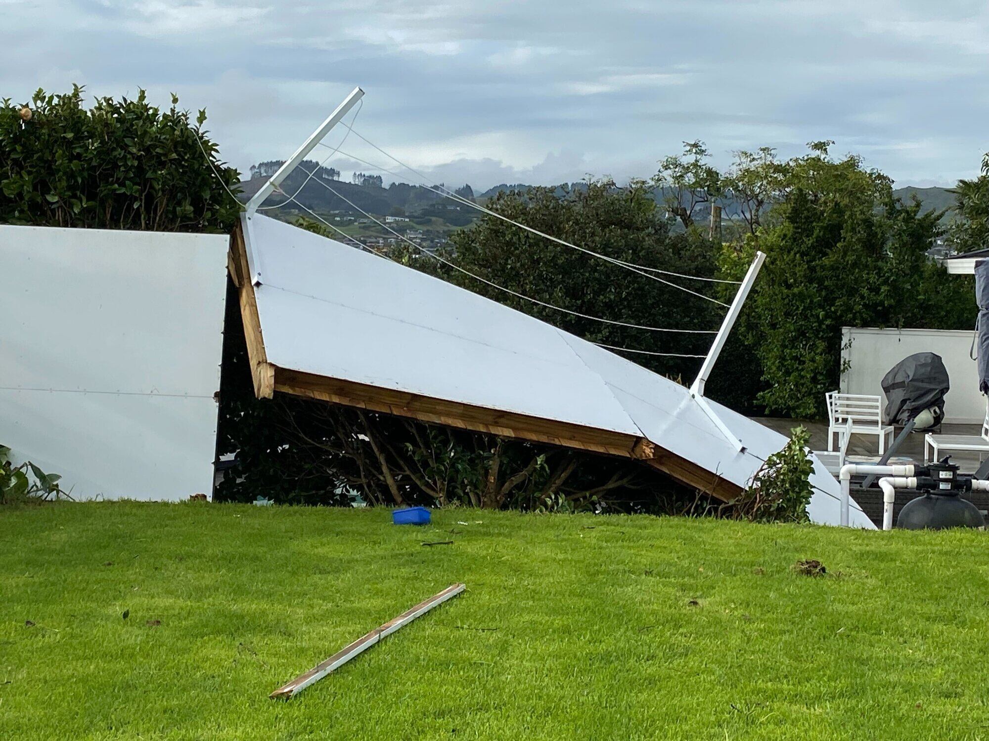  Wild weather destroyed a sunroom at 85 Te Hono St in Maungatapu, Tauranga overnight. Photo / Rosalie Liddle Crawford