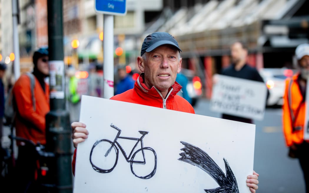 Bike protest in Wellington - 30 April 2026 .... Patrick Morgan of Cycle Wellington