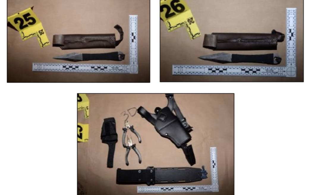 Court documents also allege Cole Tomas Allen was carrying multiple knives and daggers. (Supplied: US District Court for the District of Columbia)