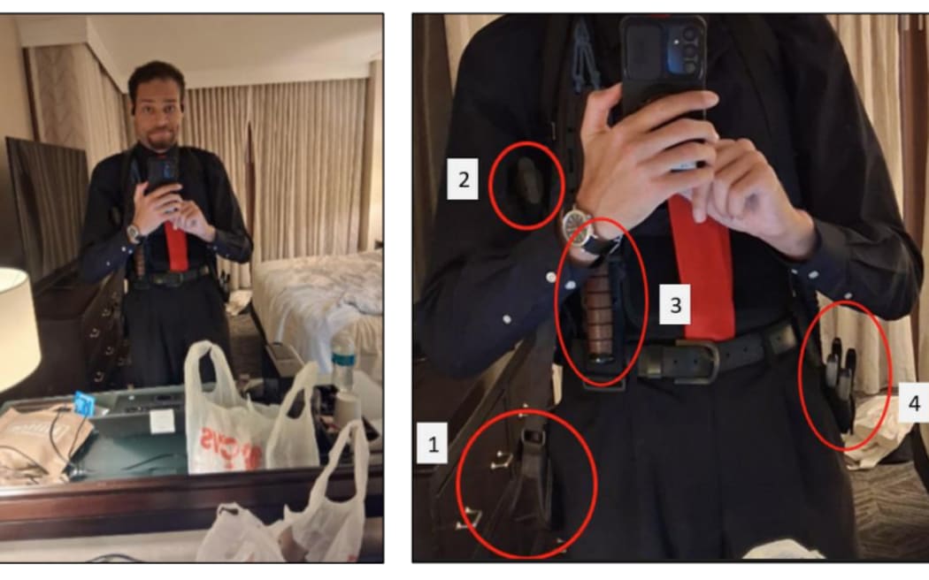 Court documents include these images of a selfie that Cole Tomas Allen took in his hotel room, according to prosecutors.