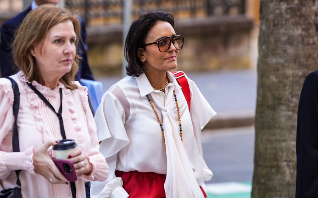 Movie producer Amanda Ghost, who is at the centre of the case and flew in from the UK, arriving at court on Tuesday. (ABC News: Abubakr Sajid)