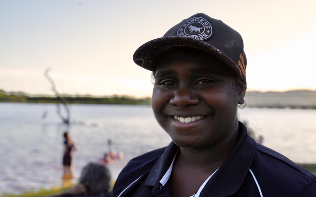 Chyanne says she loves swimming in the Ord River but looks forward to the opening of Kununurra's new pool. (ABC Kimberley: Giulia Bertoglio)
