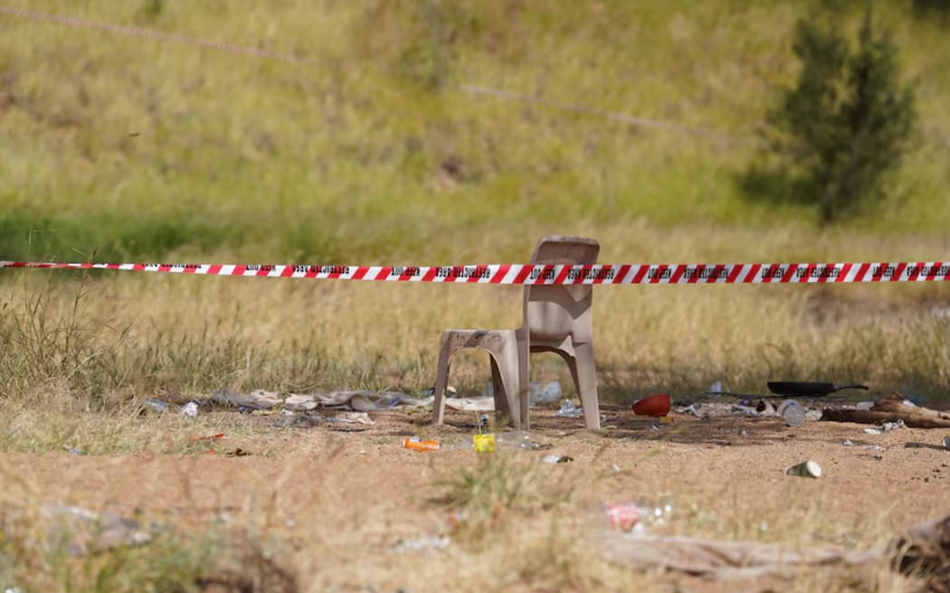 A crime scene established at the Old Timers town camp where missing Alice Springs five-year-old Sharon Granites was last seen on Saturday night. (ABC News: Will Green)