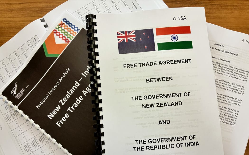The NZ-India Free Trade Agreement and annexes are a significant document, printed and bound here for tabling in parliament as four volumes.