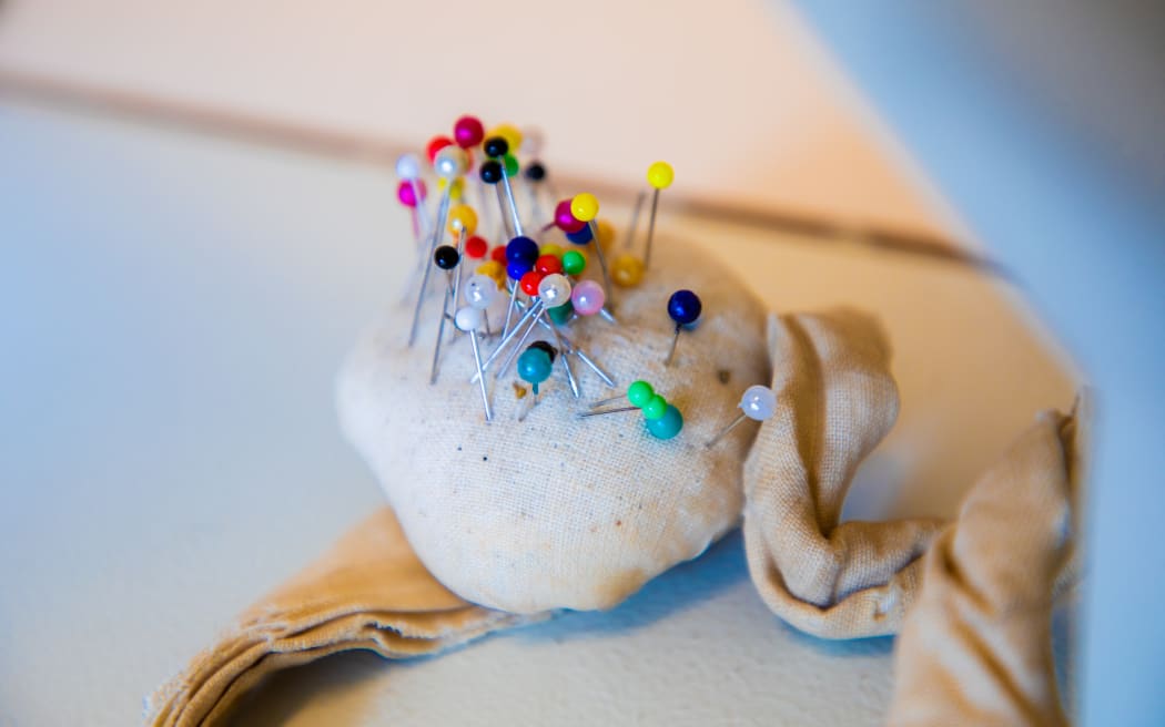 Jessica Jay says repair work can keep garments in circulation for longer OR In seamstress superstition, black pins are forbidden from wedding dresses