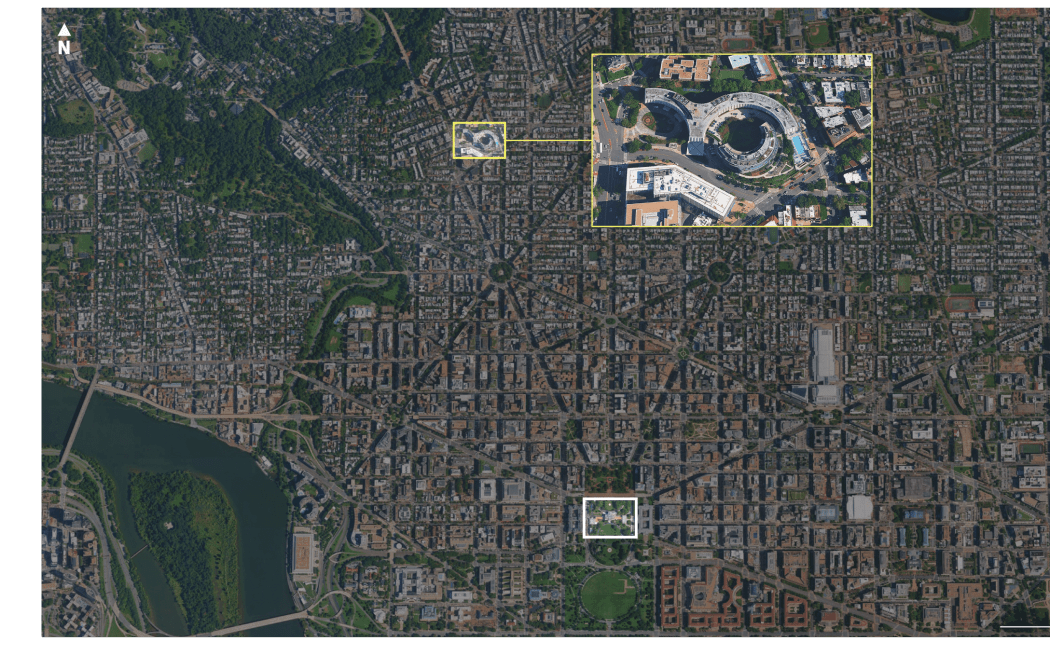 A map of the area around the Washington DC Hilton.