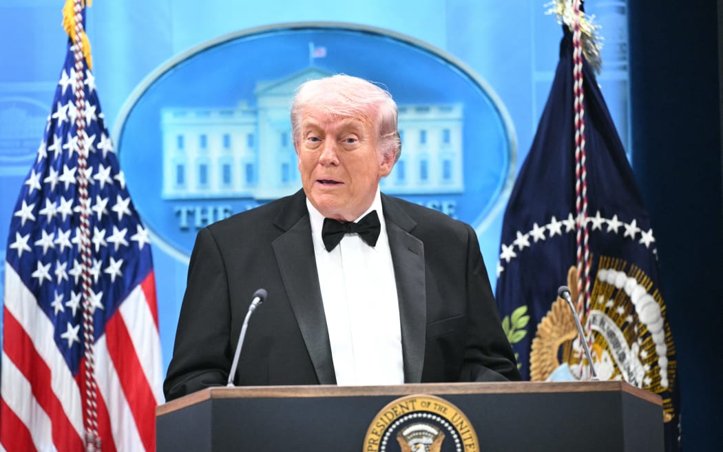 US President Donald Trump speaks during a press briefing in the Brady Briefing Room at the White House in Washington, DC, shortly after a shooting incident at the White House Correspondents’ Dinner on April 25, 2026. US President Donald Trump said April 25 he would give a press conference from the White House press briefing room, shortly after a shooting incident at a gala dinner in Washington. The press conference is set to take place shortly after 10 p.m. (0200 GMT), Trump wrote on his Truth Social platform, adding: