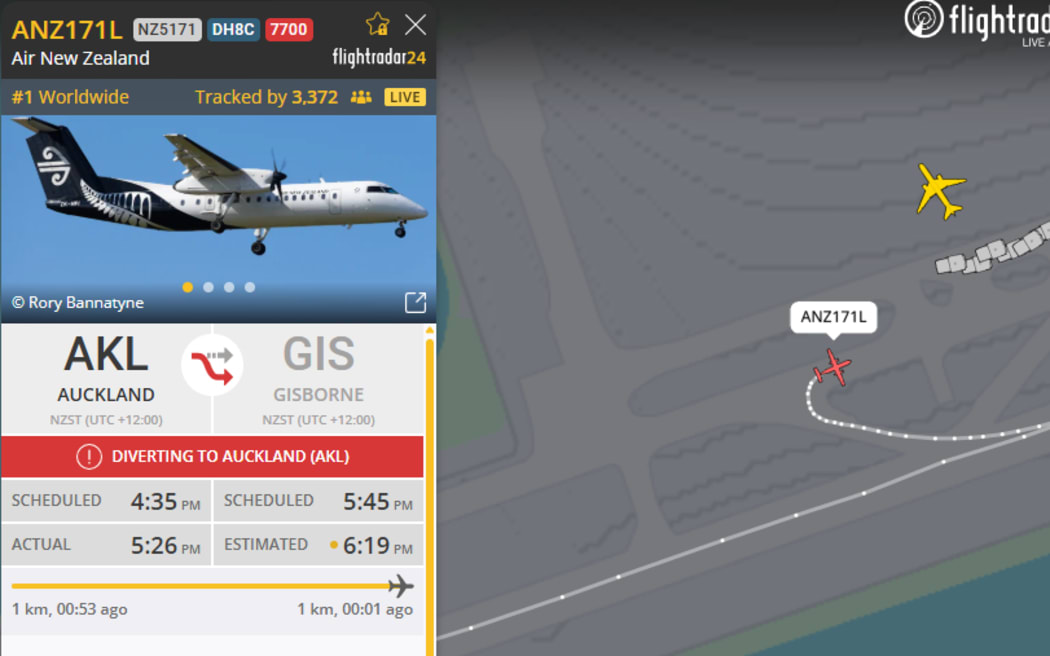 Flight NZ5171 from Auckland to Gisborne