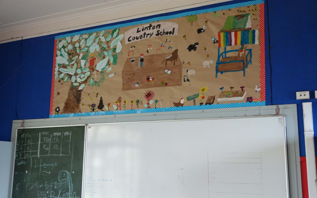 An artwork is still on display in one of the classrooms.
