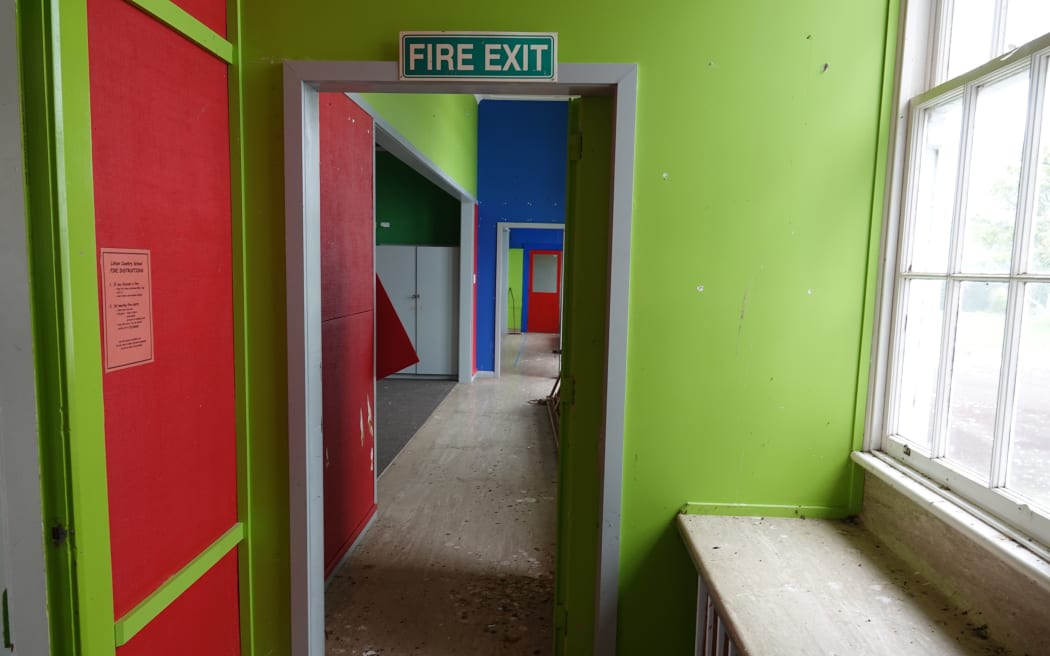 Spiders and birds have made a home in the brightly coloured corridor.
