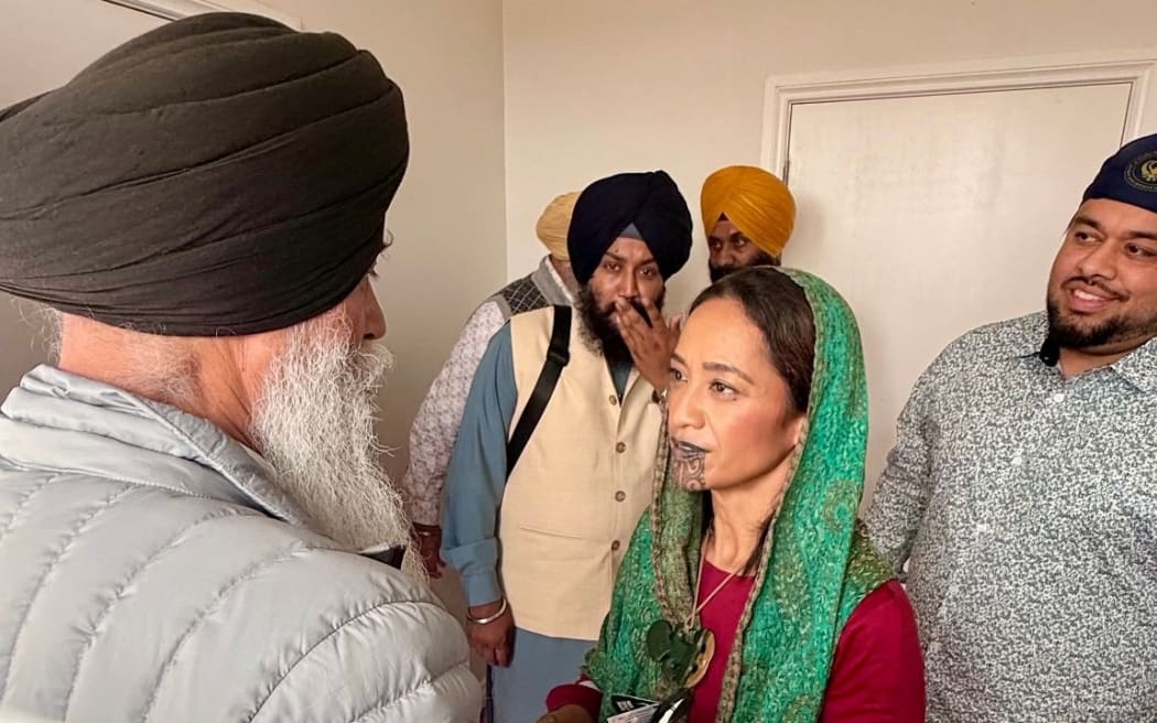 Tāmaki Makaurau MP Oriini Kaipara with the Sikh community.