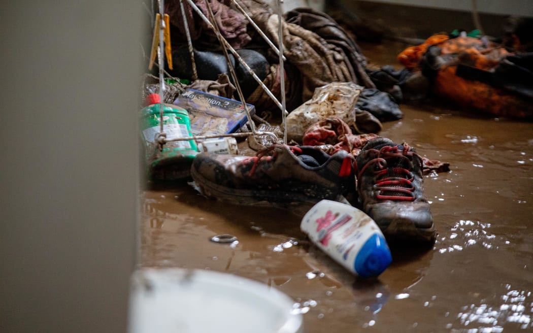 Flood damaged house in Ōwhiro Bay, Wellington, 21 April 2026.