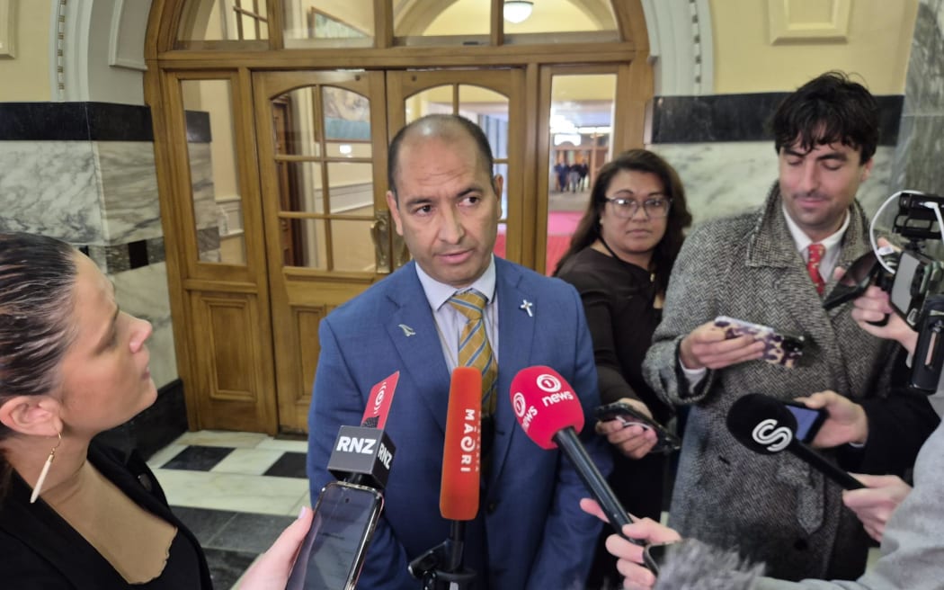 Minister Tama Potaka speaks to media on Tuesday morning.