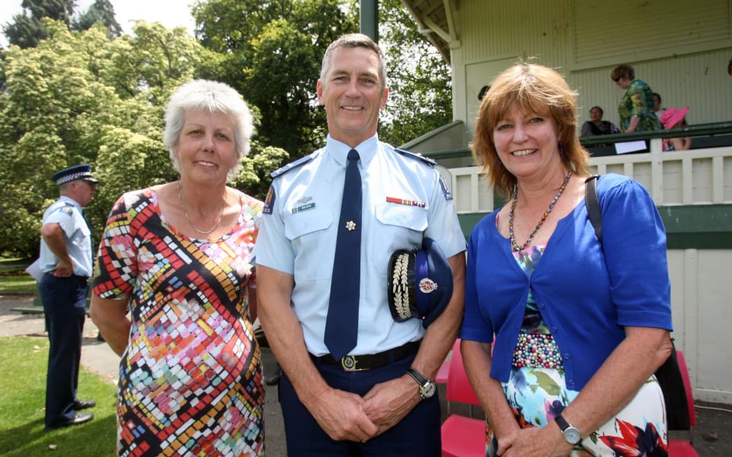 Masterton mayor Lyn Paterson (L), with then deputy police comissioner Mike Bush, and Adrienne Staples, when she was South Wairarapa mayor.
