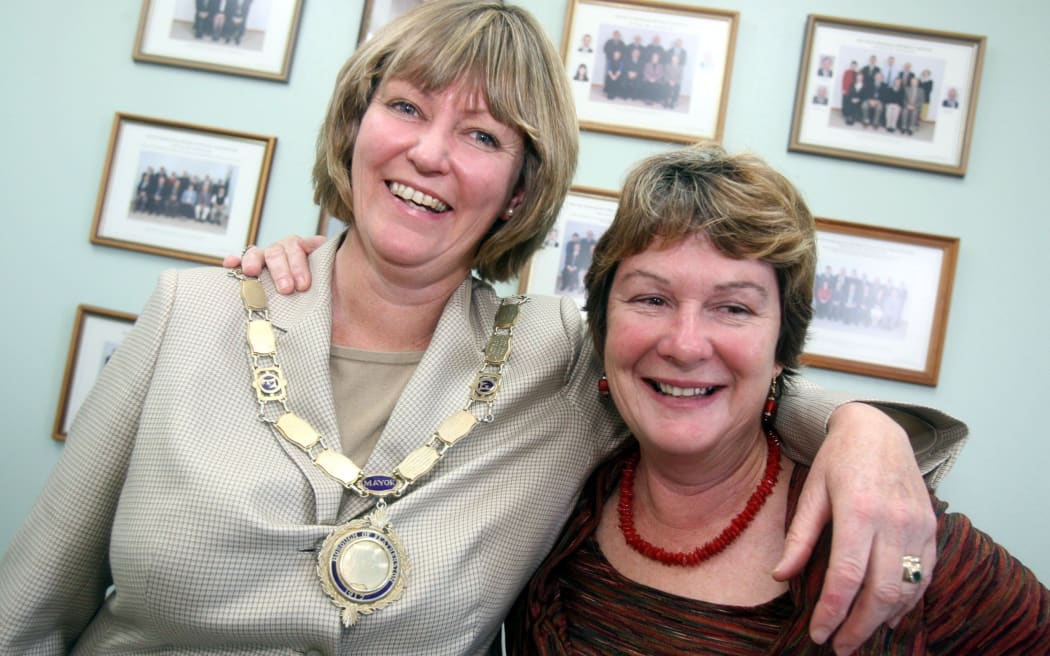 Then South Wairarapa mayor Adrienne Staples with deputy Viv Napier.