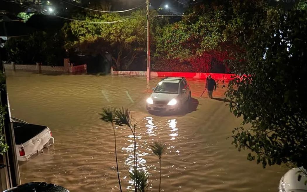 Car submerged in Island Bay, Wellington
