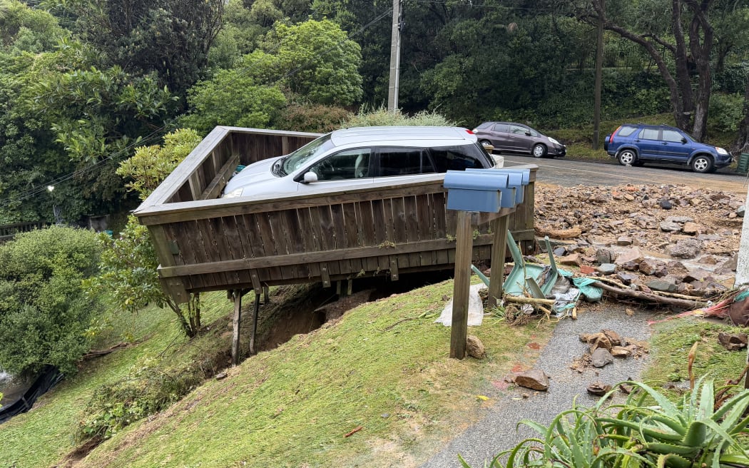 Flood damage on Balfour St in Mornington, Wellington.