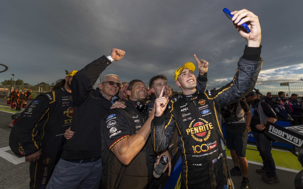 Matt Payne celebrates his win in race 12 of the Supercars championship at Ruapuna Raceway, Christchurch, 18 April, 2026.
